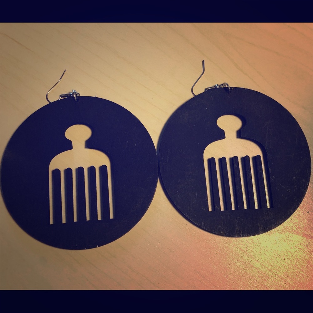 Black African Comb Earrings